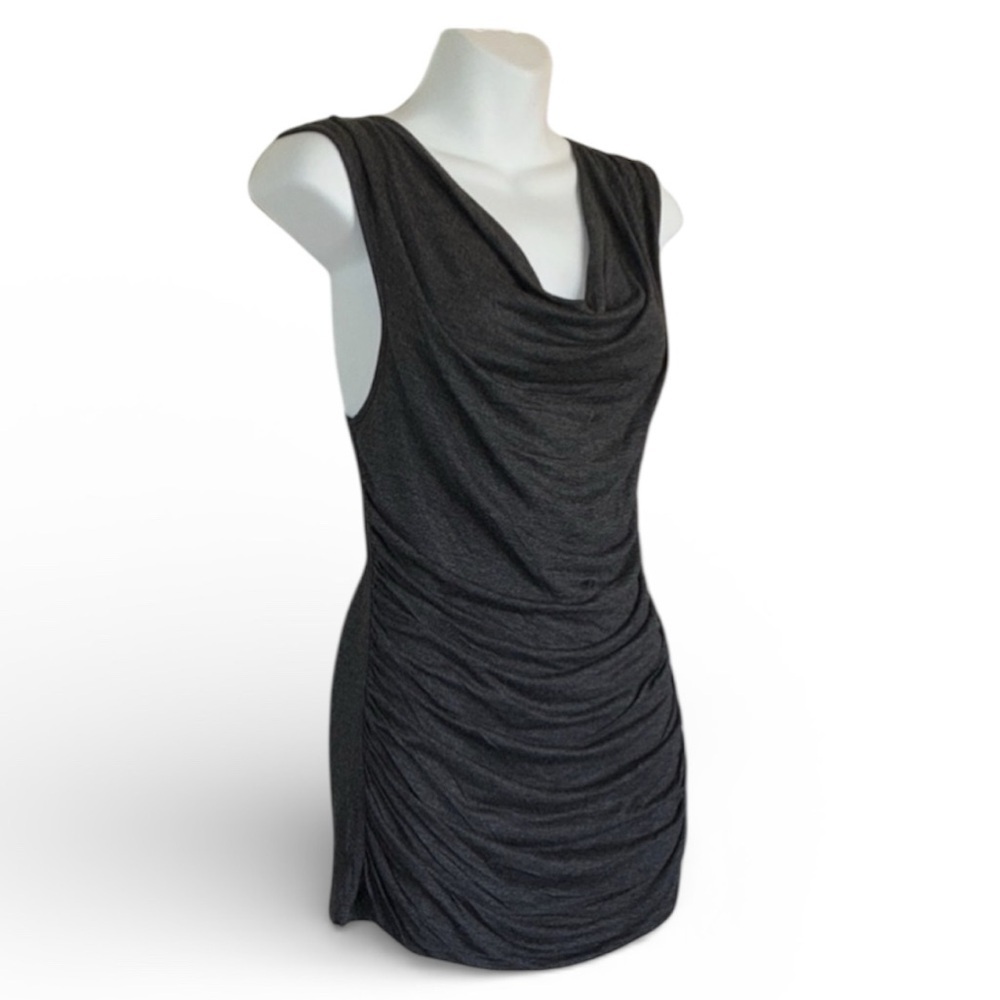 Zenana Outfitters Top, Women's L, Charcoal, EUC, Sleeveless Draped, Ruched Sides